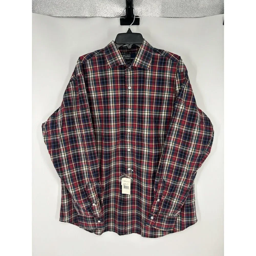 Polo Ralph Lauren Long Sleeve Button Front Shirt Regent Classic‎ Fit Plaid 2XL